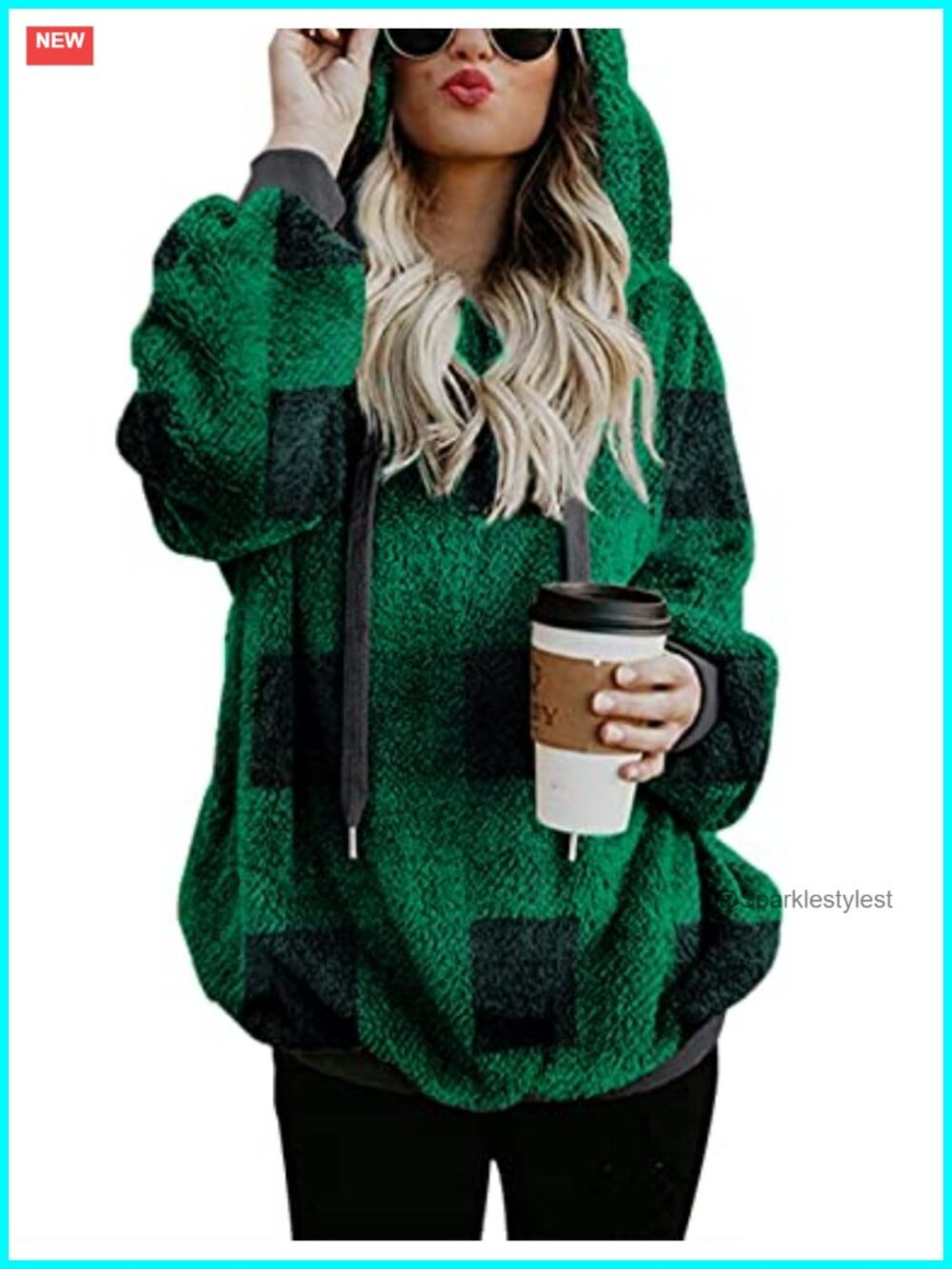 Women's Fuzzy Fleece Zip Pullover Hoodie Oversize Sweatshirt Sherpa Coat